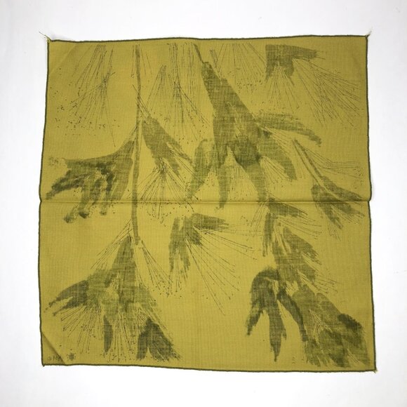 Vintage 80s Vera Neumann Pickle Green Wheat Plants Dining Cloth Napkins Set of 8 - Picture 4 of 7